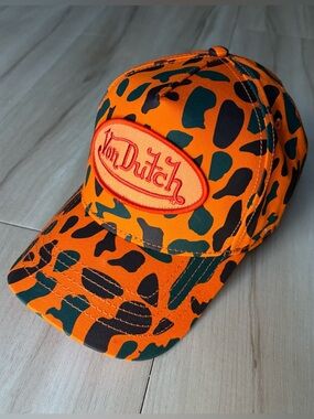 Von Dutch Y2K Orange Camo Trucker Hat - OS/Adjustable - NWT